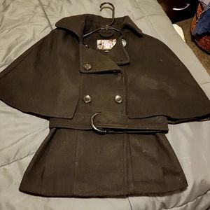 Women cape wool black jacket